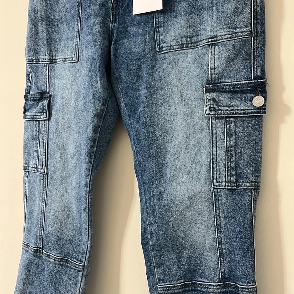NWT Kancan Avery Straight Leg High Rise Cargo Jeans Dark Wash Size 29 - Picture 6 of 12